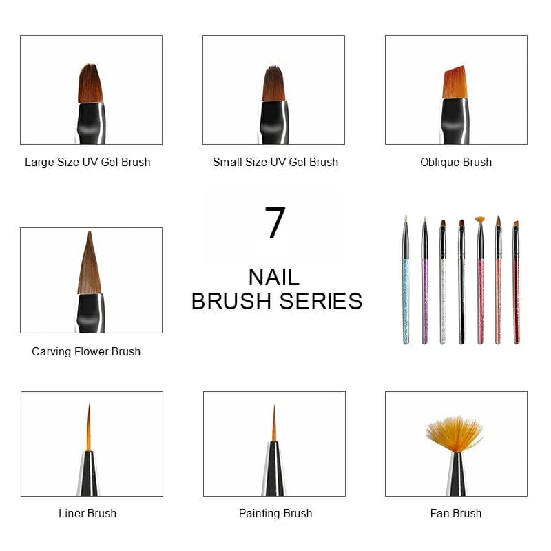 Crystal Diamond Filled Brush Set of 7 Krupali
