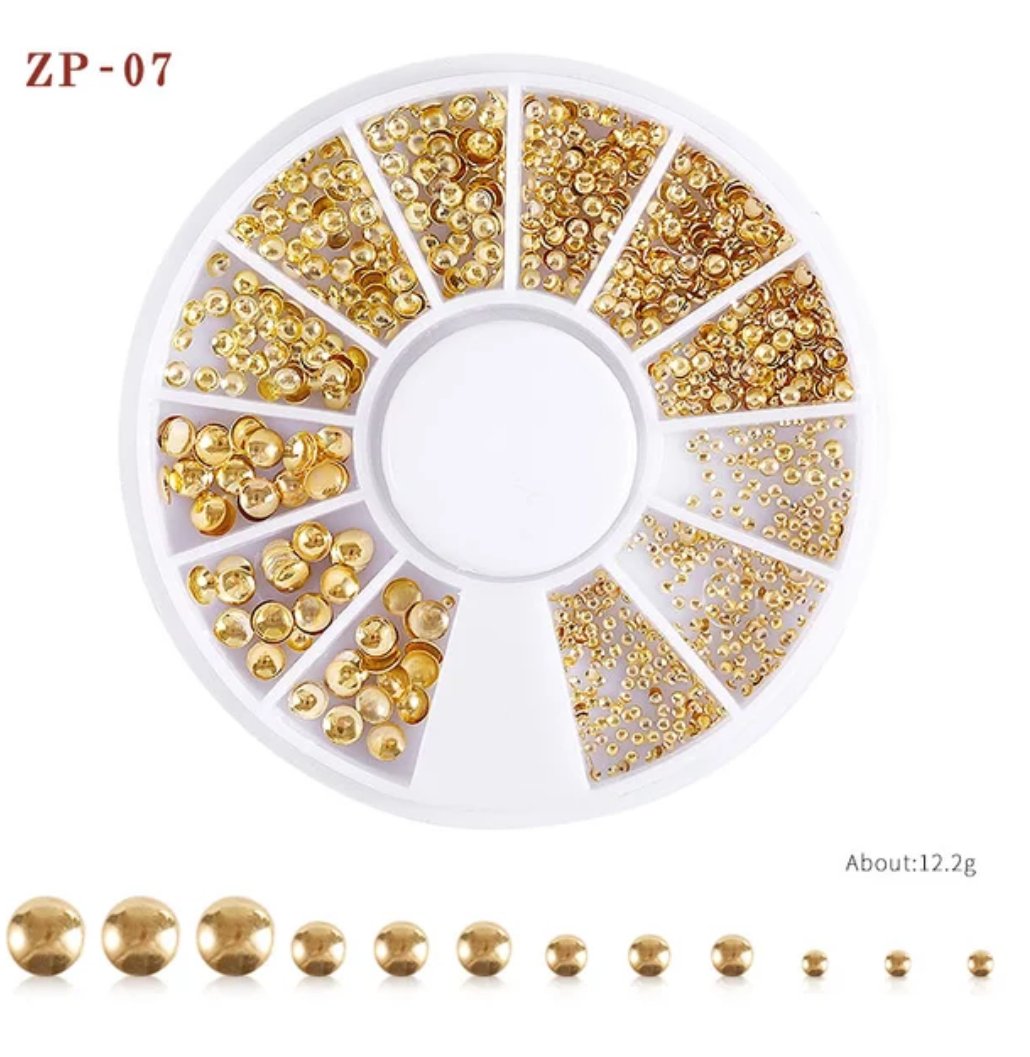 Gold Box Mixed Metal Rivets Nail Wheel ( ZP-07) I Love My Polish