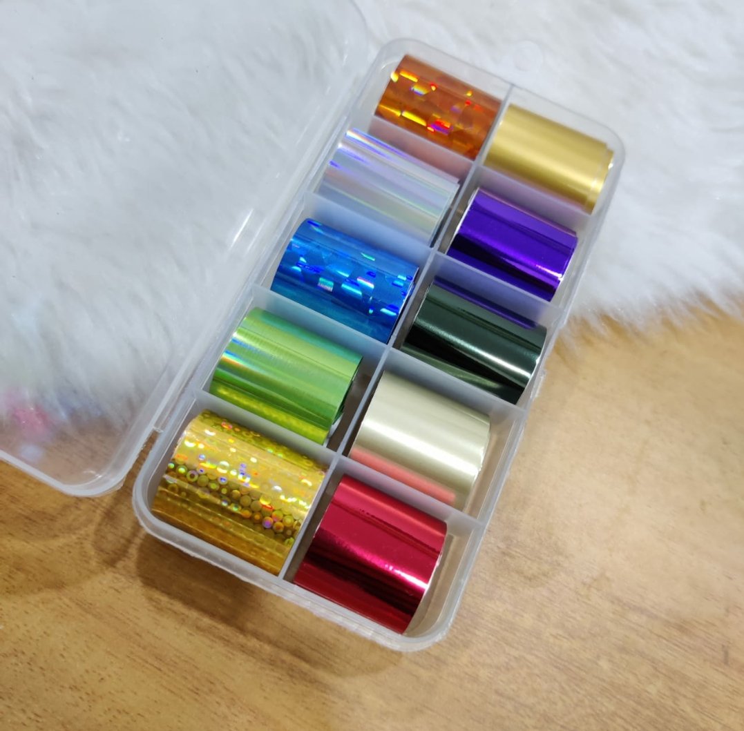 Set of 10 Metallic Nail Transfer Foil I Love My Polish