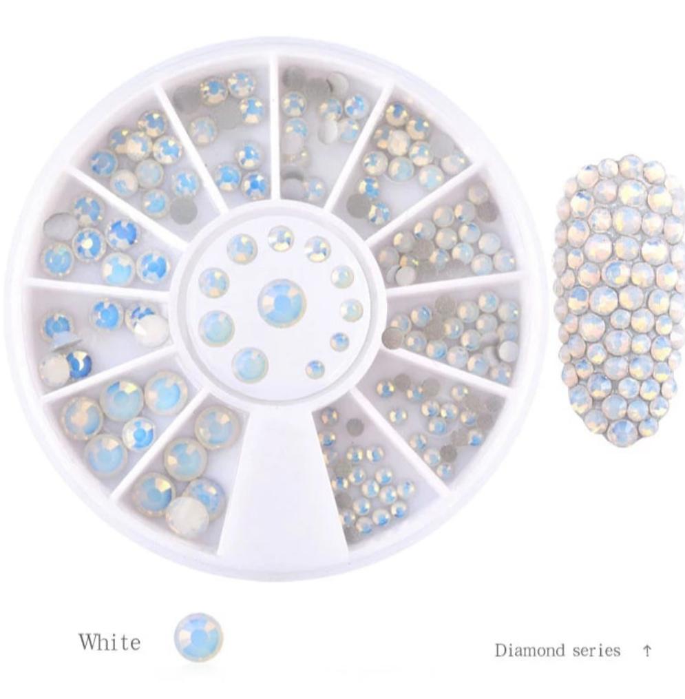 White Pastel Color Nail Rhinestone Wheel I Love My Polish