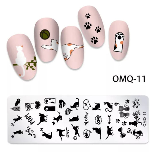 Cute Puppy Paw Print Stamping Plate OMQ11 I Love My Polish