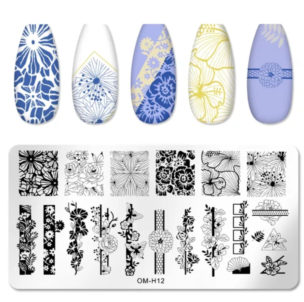 Floral Rectangular Nail Art Stamping Plate I Love My Polish