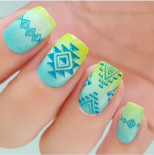 Aztec and Geometric Nail Art Stamping Plate- OMJ-02 I Love My Polish