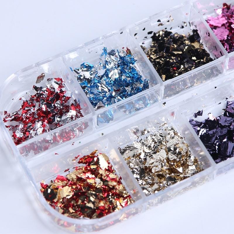 Multicolor Aluminium Flakies Nail Grid of 12 I Love My Polish