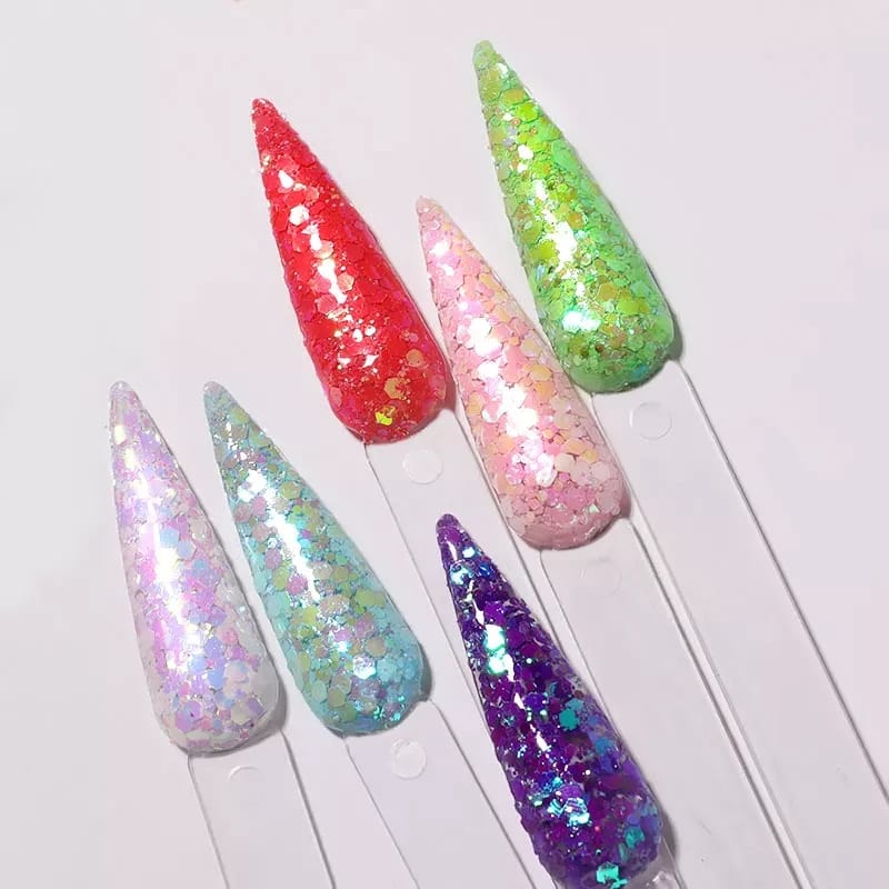 Set of 12 pastel aurora sequins and nail glitter I Love My Polish