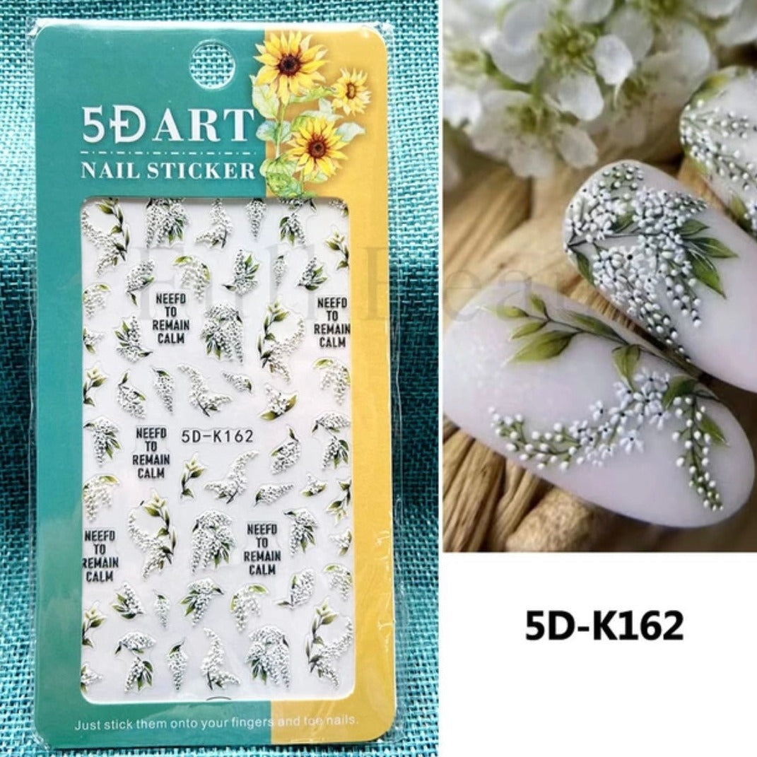 Floral 5D Embossed Nail Art Stickers I Love My Polish