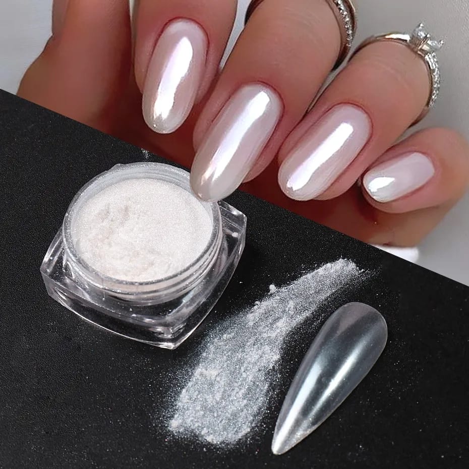 Glazed Donut Nails Chrome Powder