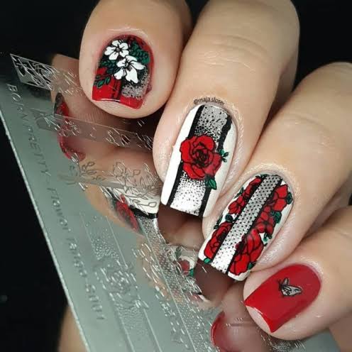 Floral Rectangular Nail Art Stamping Plate I Love My Polish