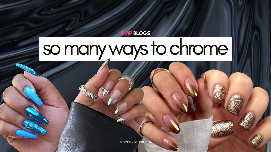 Chrome and flakie nail art