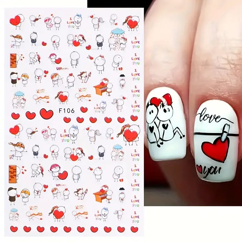 Valentine's Day Cute Couple Heart Stickers I Love My Polish