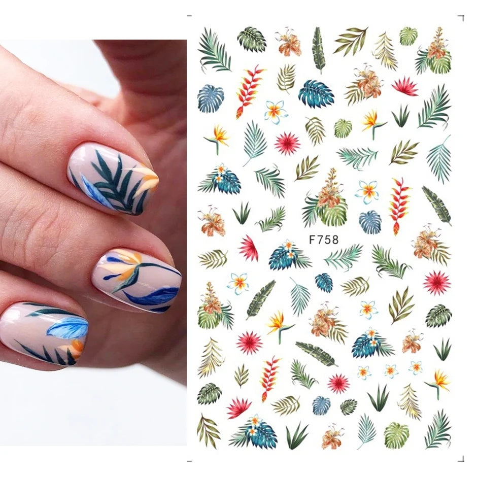 Green Floral Jungle Nail Art Stickers I Love My Polish