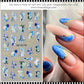 Blue & White Marble Effect with Golden streak Nail Sticker