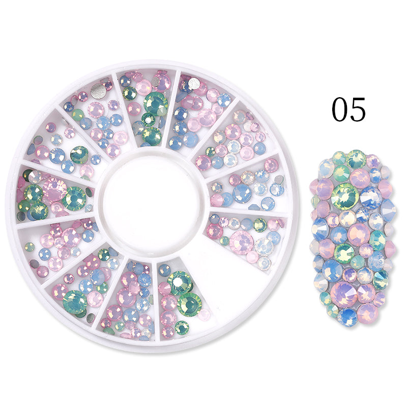 6 Grids Broken Glass Stones Nail Art Decoration Gold Silver Pink Irregular  Gems 3D Rhinestone Nail Jewelry DIY Manicure Accessories