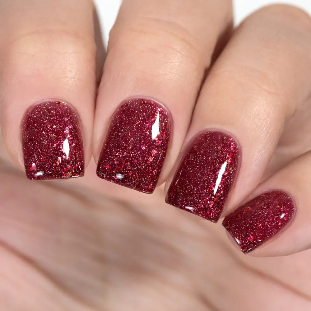 Halloween 2014 nails: Dark burgundy nails with red glitters