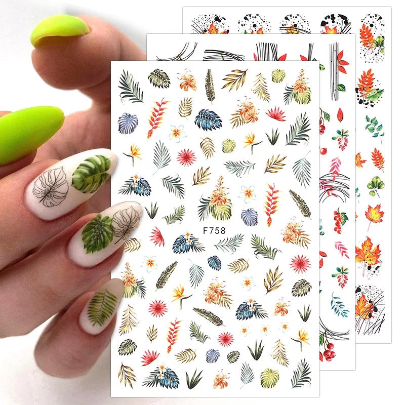 Nail Art Water Decals Stickers Transfers Spring Summer Flowers Floral Fern  Leaf Petals DP1410 - Etsy