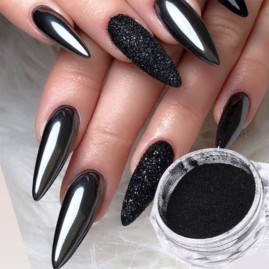 Black Metallic Chrome Nail Powder