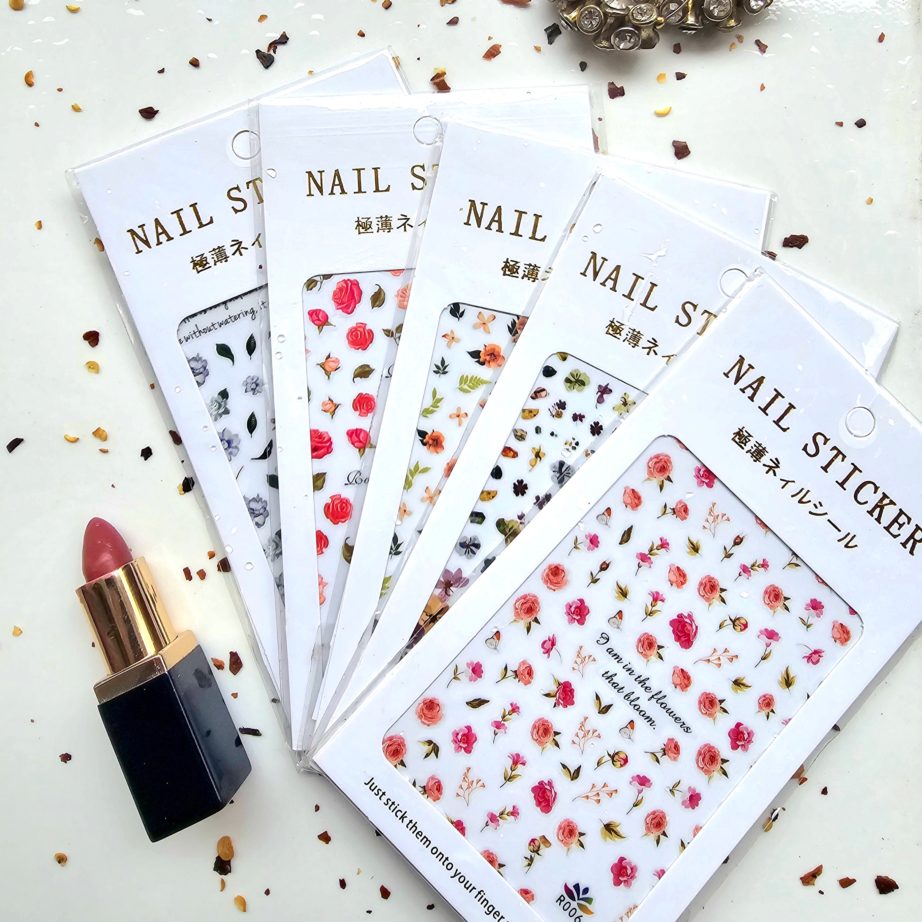 3D Nail Stickers White Flowers Nail Art Decals Paper Sheets Nail Art  Decoration | eBay