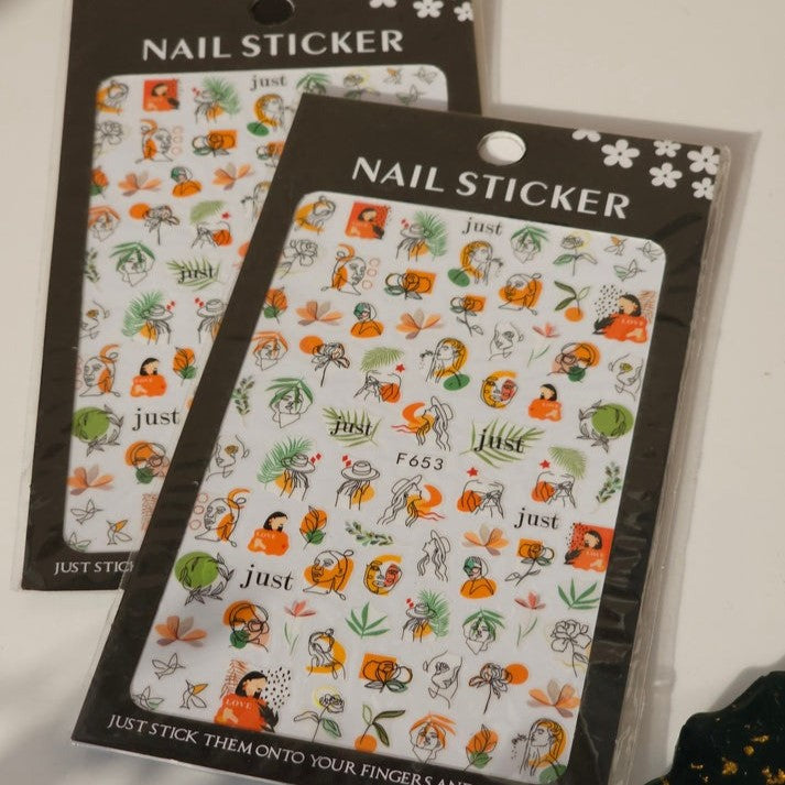Nail Stickers for Manicure, Cartoon Pattern Decals and Flower Designs,  Press on Foil Stick-Ons and Other Decorative Accessories