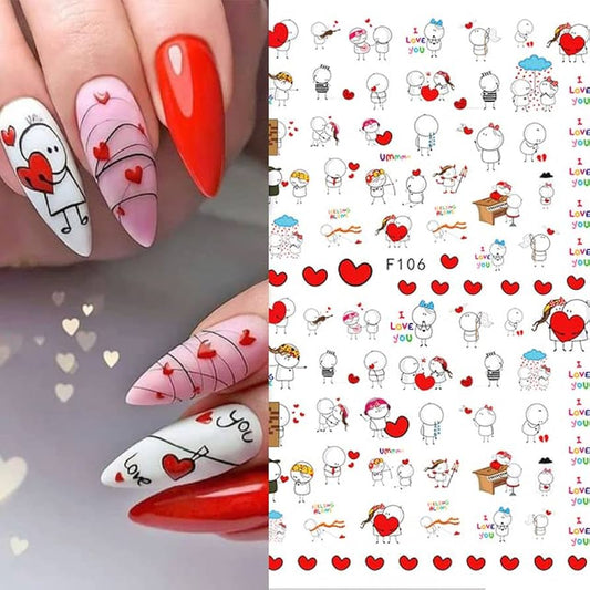 Lovely Cute Couple Valentine's Day Nail Stickers