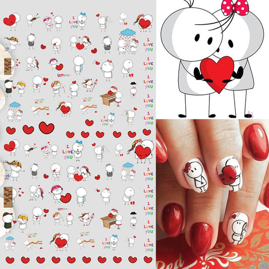 Lovely Cute Couple Valentine's Day Nail Stickers