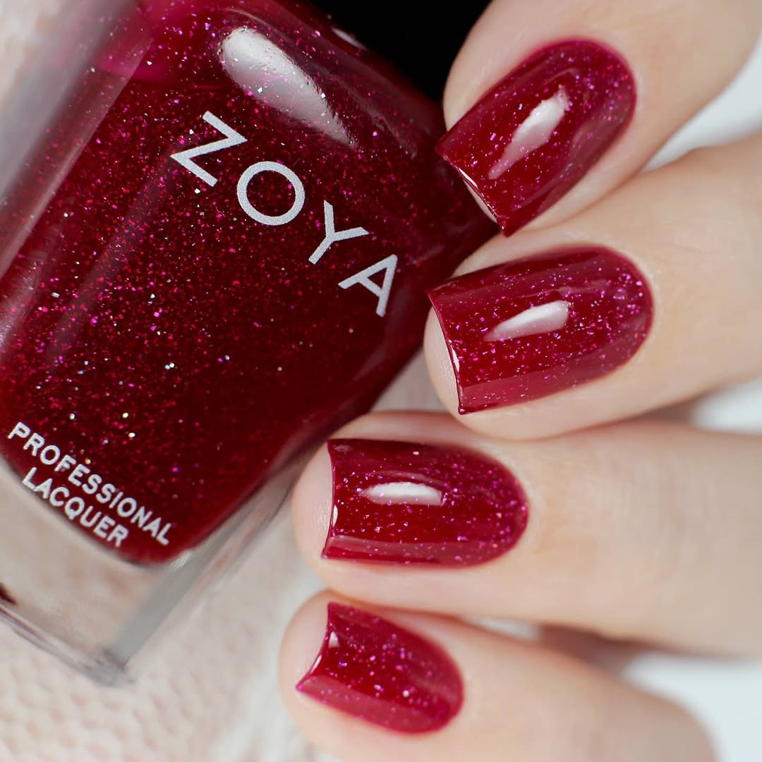 ZOYA- Blaze Mulberry Red Holographic Glitter Nail Polish 