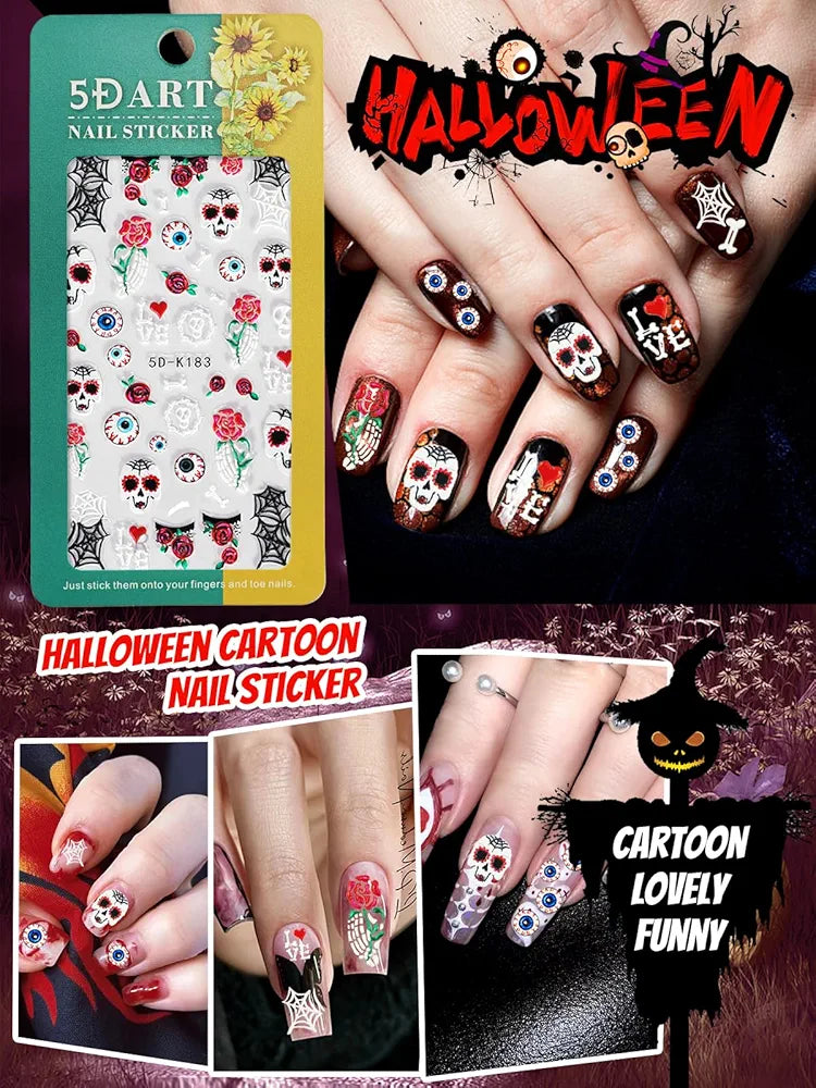 Halloween & Roses 5D Nail Sticker Sheet