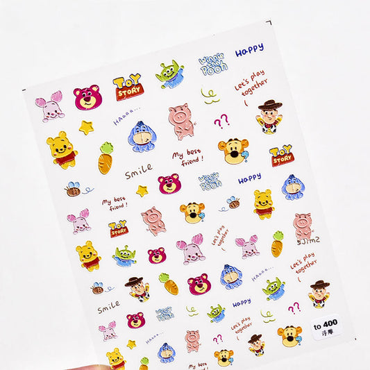 toy story Disney Cartoon Cute Animal Nail Sticker for kid binni the pooh alien carrot