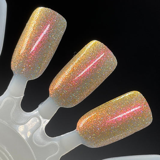 Dam- I Love Oklahoma Gold Red Holographic Reflective Glitter Nail Polish I Love My Polish
