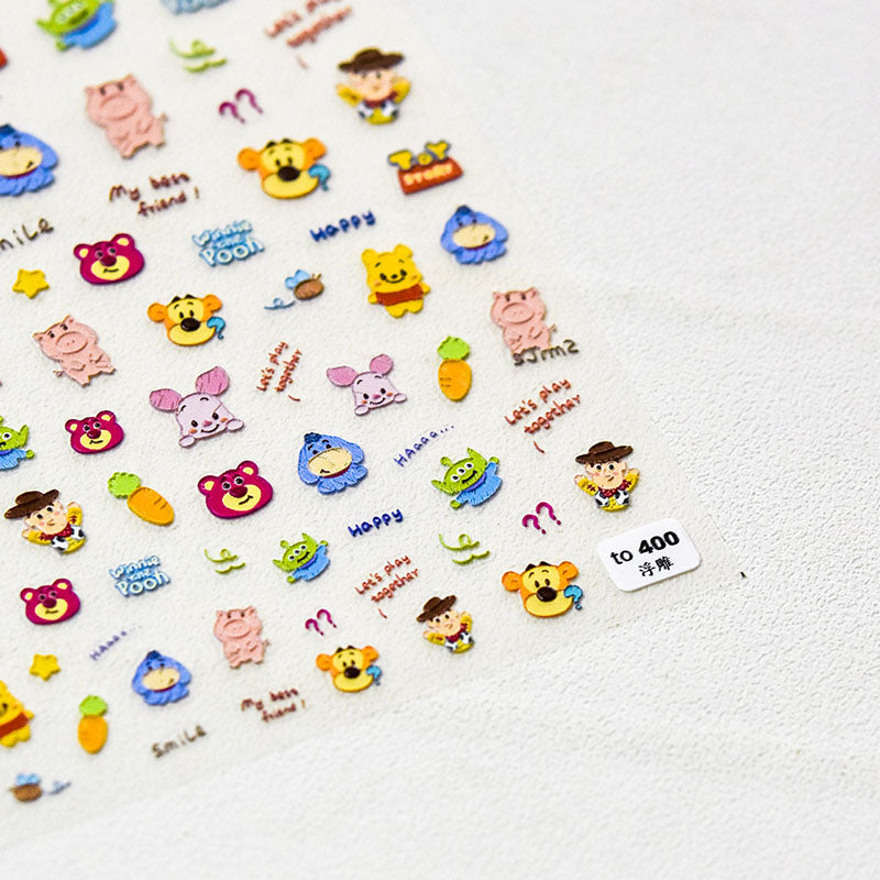 toy story Disney Cartoon Cute Animal Nail Sticker for kid binni the pooh alien carrot