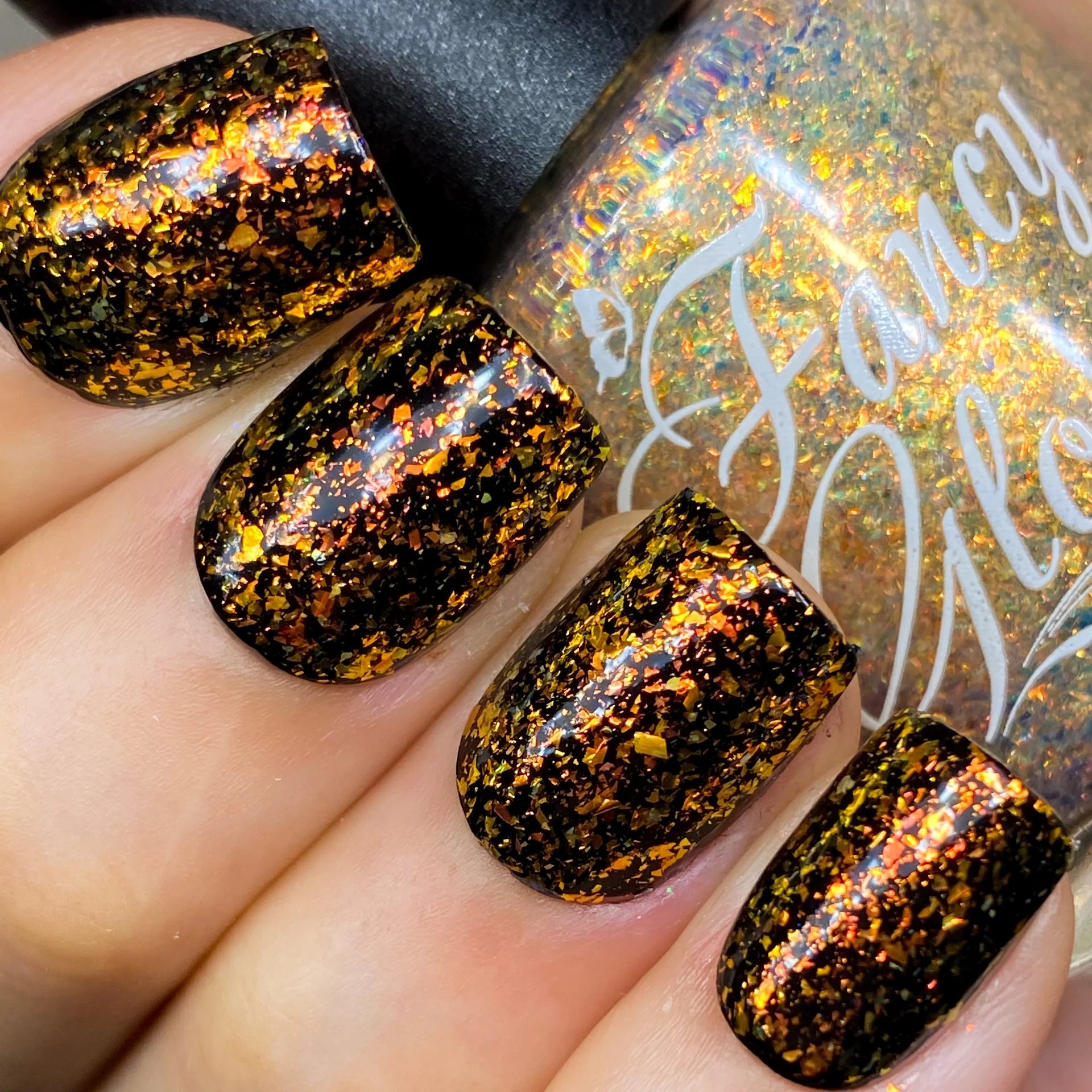 Fancy Gloss- Amber Opal Copper Flakies Nail Polish I Love My Polish