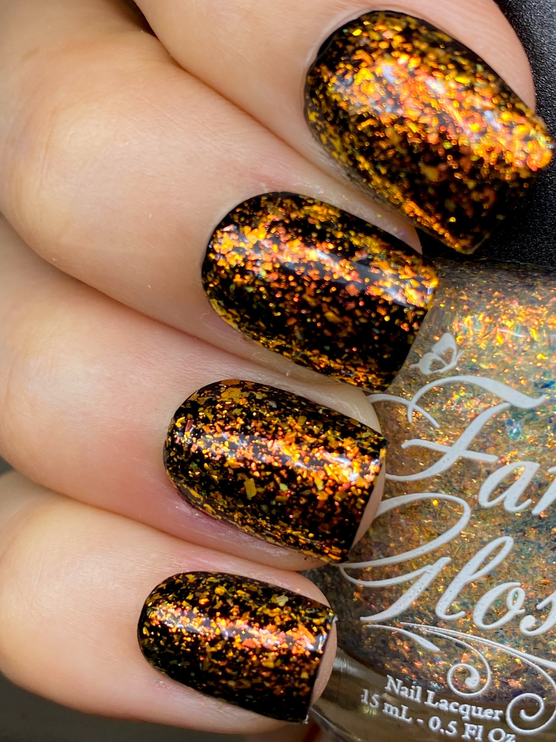 Fancy Gloss- Amber Opal Copper Flakies Nail Polish I Love My Polish