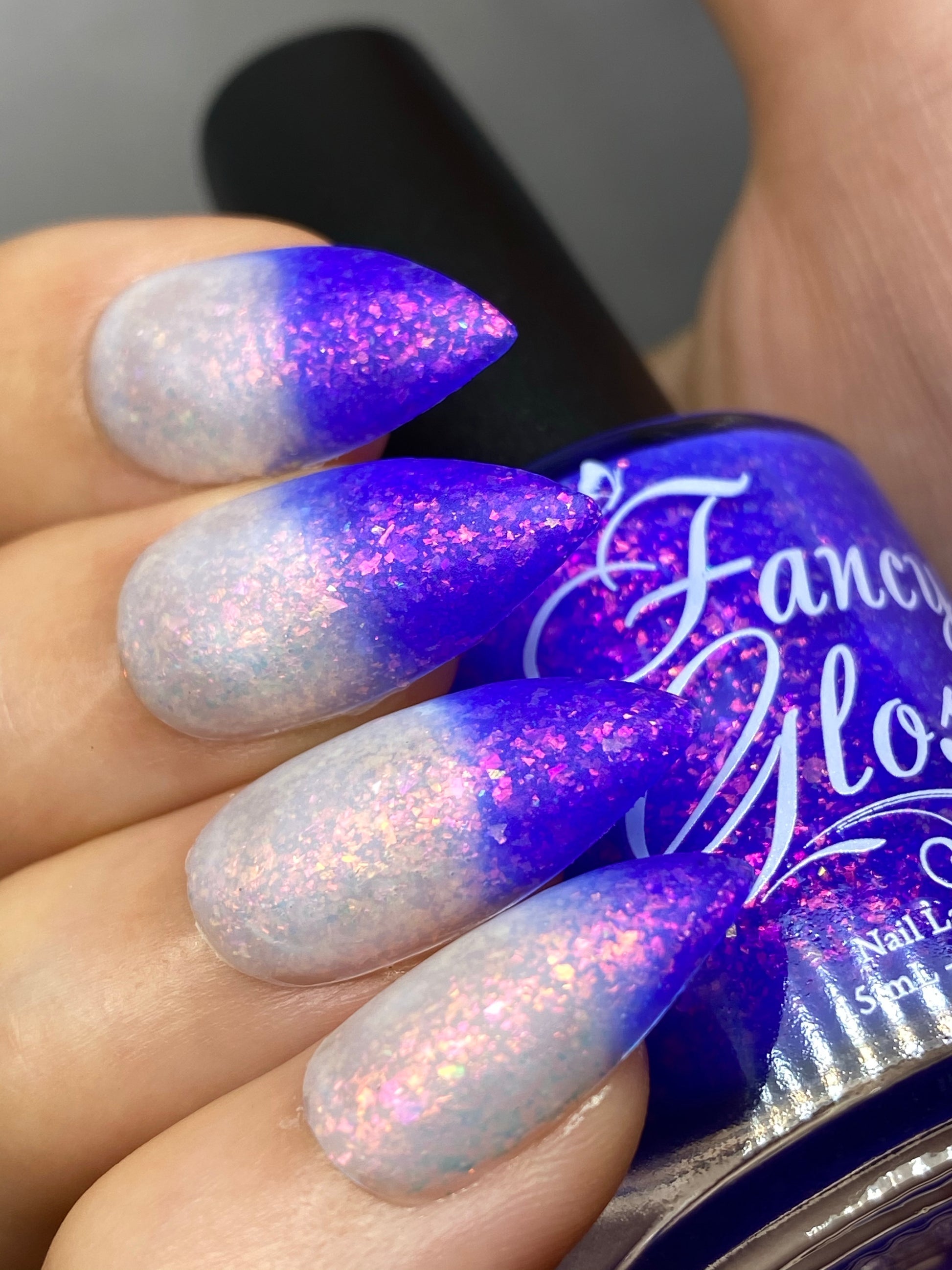 Fancy Gloss- Blueberry Cheesecake Blue White Pink Flakies Nail Polish I Love My Polish