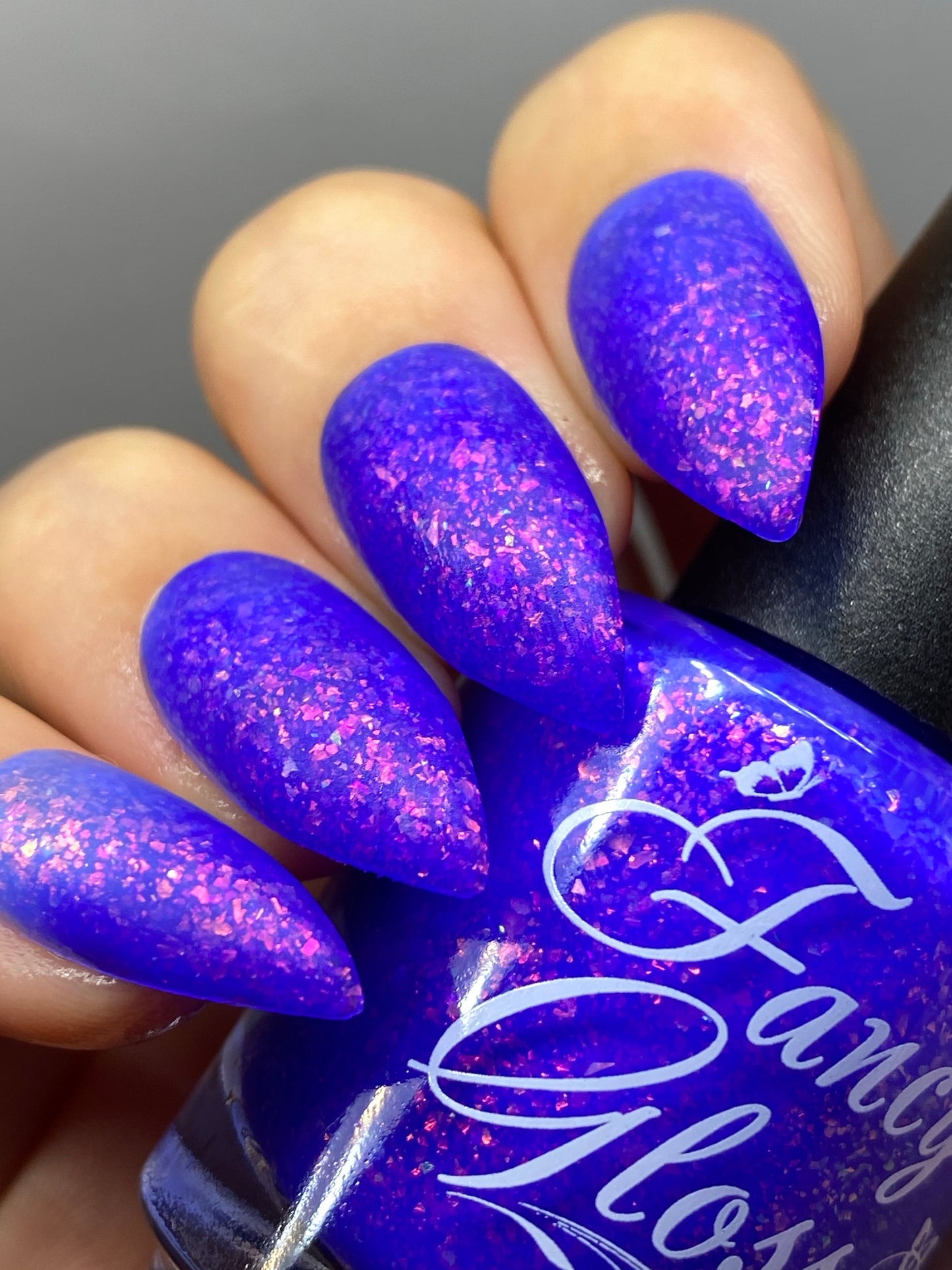 Fancy Gloss- Blueberry Cheesecake Blue White Pink Flakies Nail Polish I Love My Polish