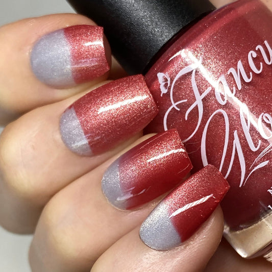 Fancy Gloss- Raging Thunder Red Silver Thermal Nail Polish I Love My Polish