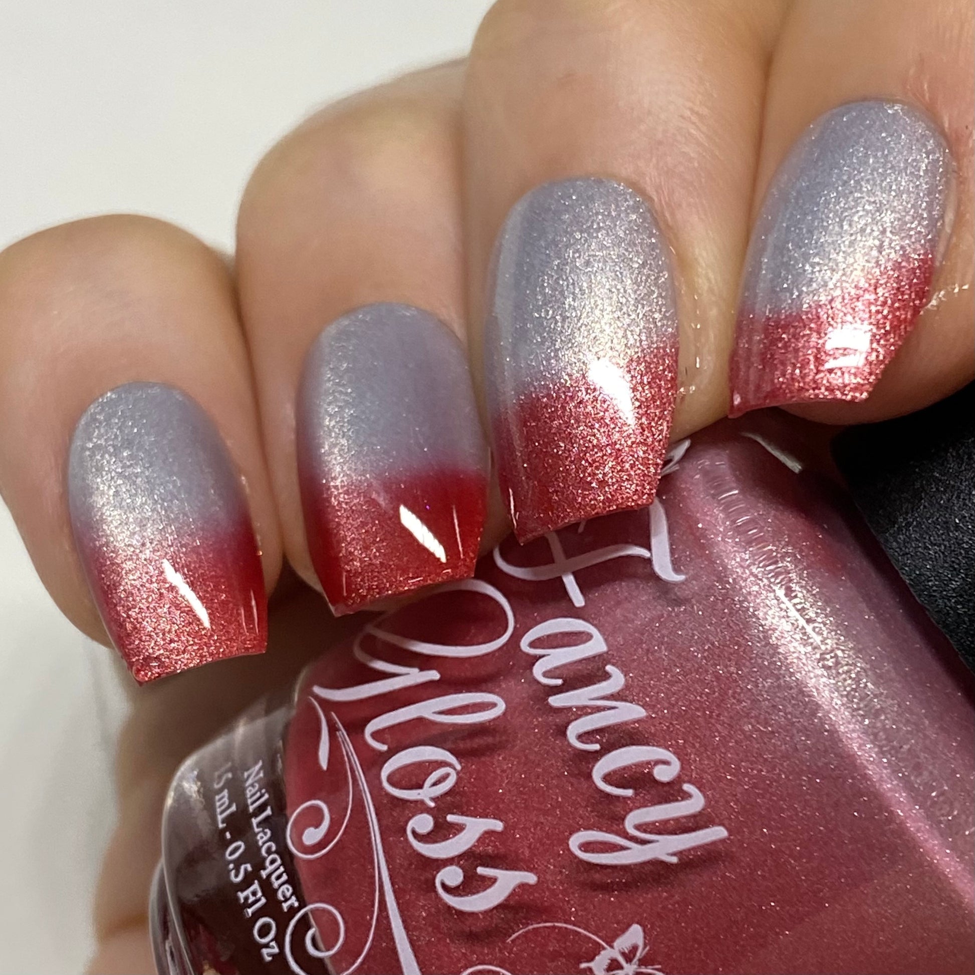 Fancy Gloss- Raging Thunder Red Silver Thermal Nail Polish I Love My Polish