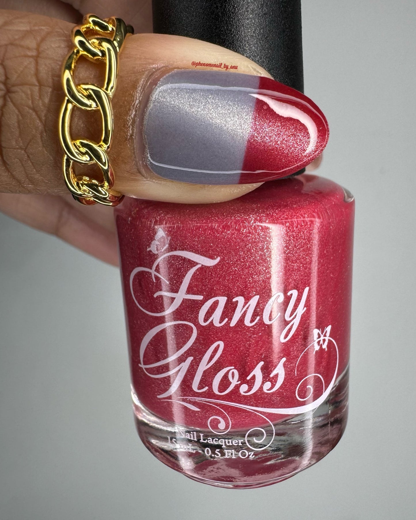 Fancy Gloss- Raging Thunder Red Silver Thermal Nail Polish I Love My Polish