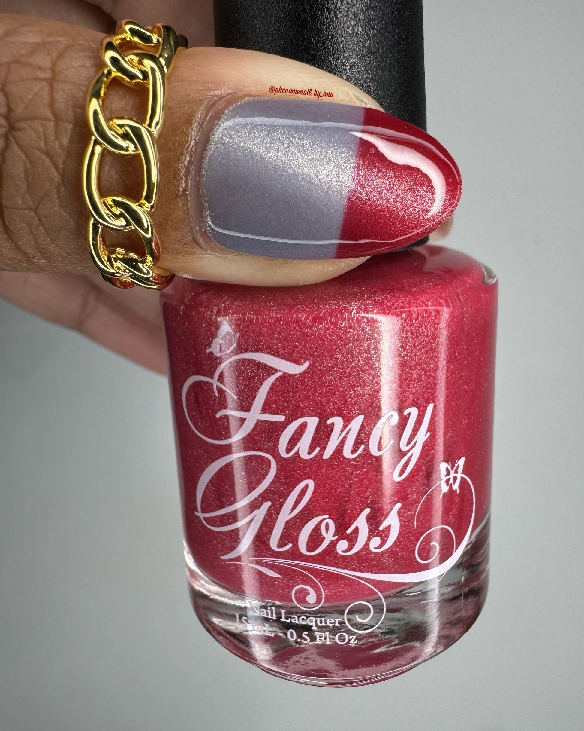 Fancy Gloss- Raging Thunder Red Silver Thermal Nail Polish I Love My Polish