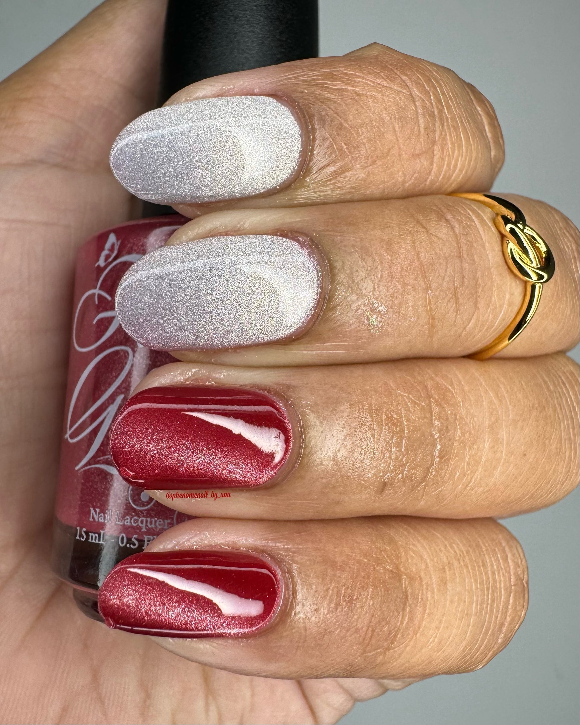 Fancy Gloss- Raging Thunder Red Silver Thermal Nail Polish I Love My Polish