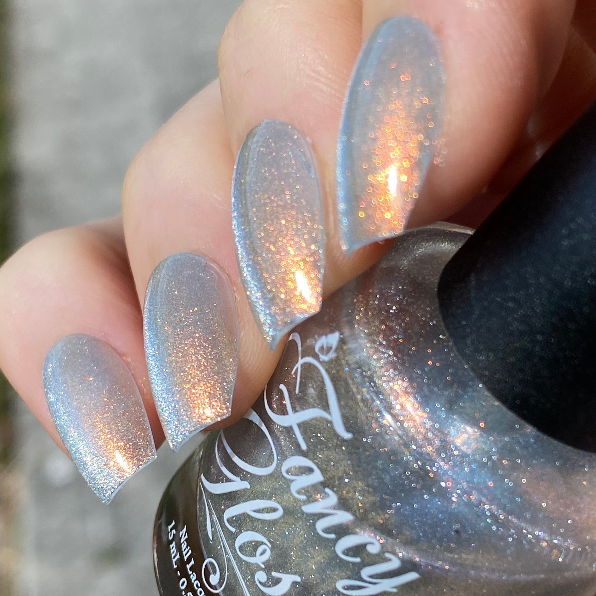 Fancy Gloss- Space Phoenix Silver Top and Base Coat Nail Polish I Love My Polish