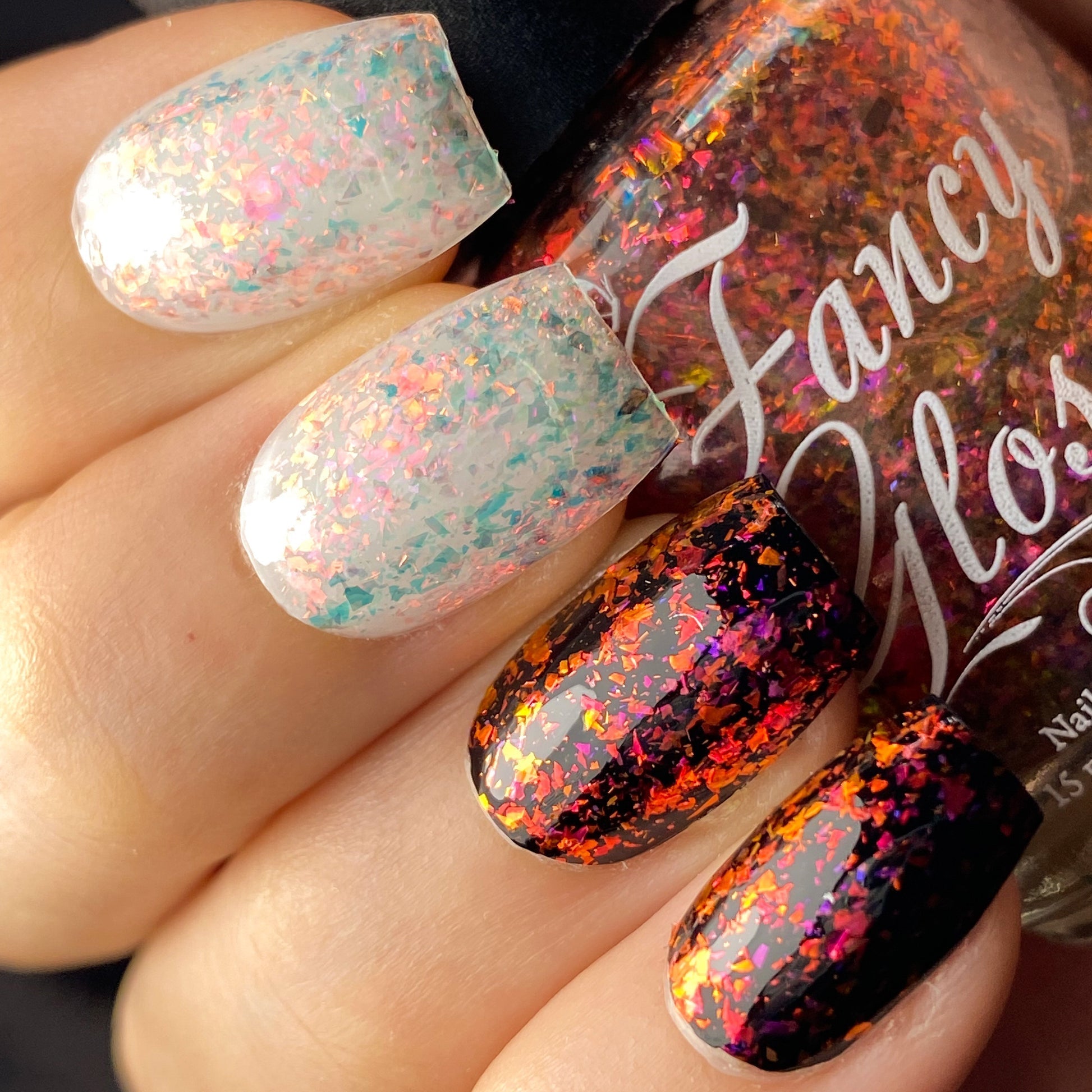 Fancy Gloss- Warrior Red Magenta Flakies Nail Polish I Love My Polish