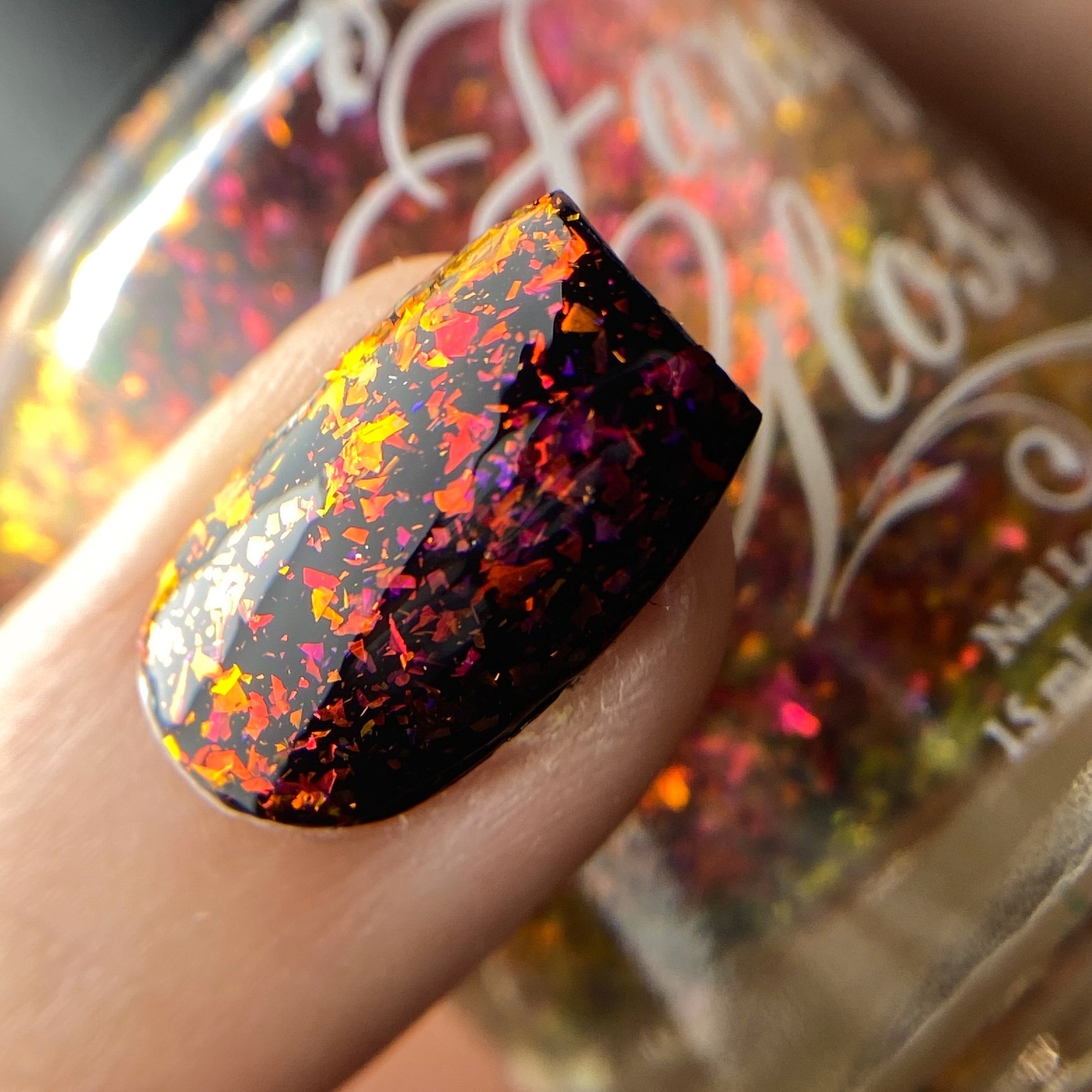 Fancy Gloss- Warrior Red Magenta Flakies Nail Polish I Love My Polish