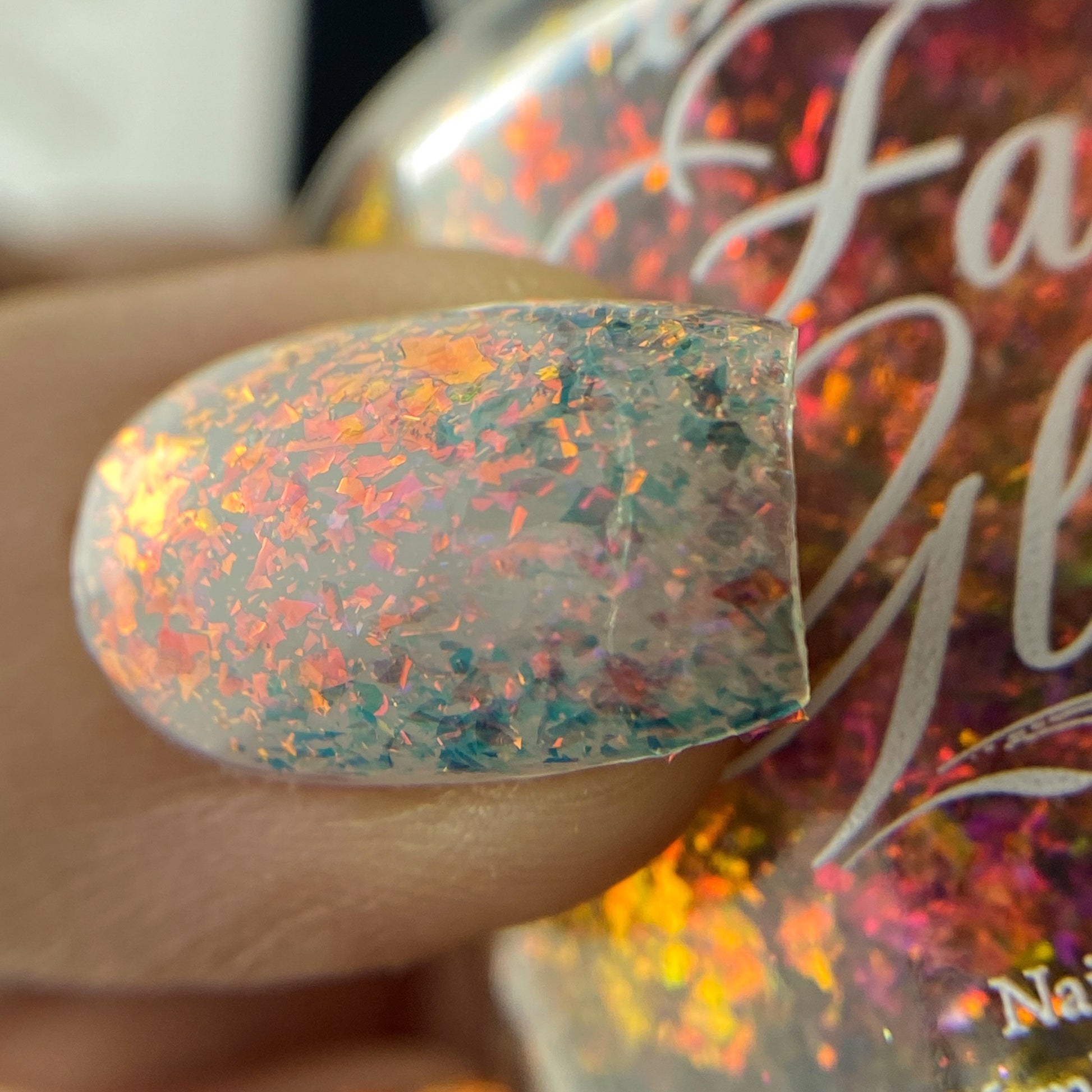 Fancy Gloss- Warrior Red Magenta Flakies Nail Polish I Love My Polish