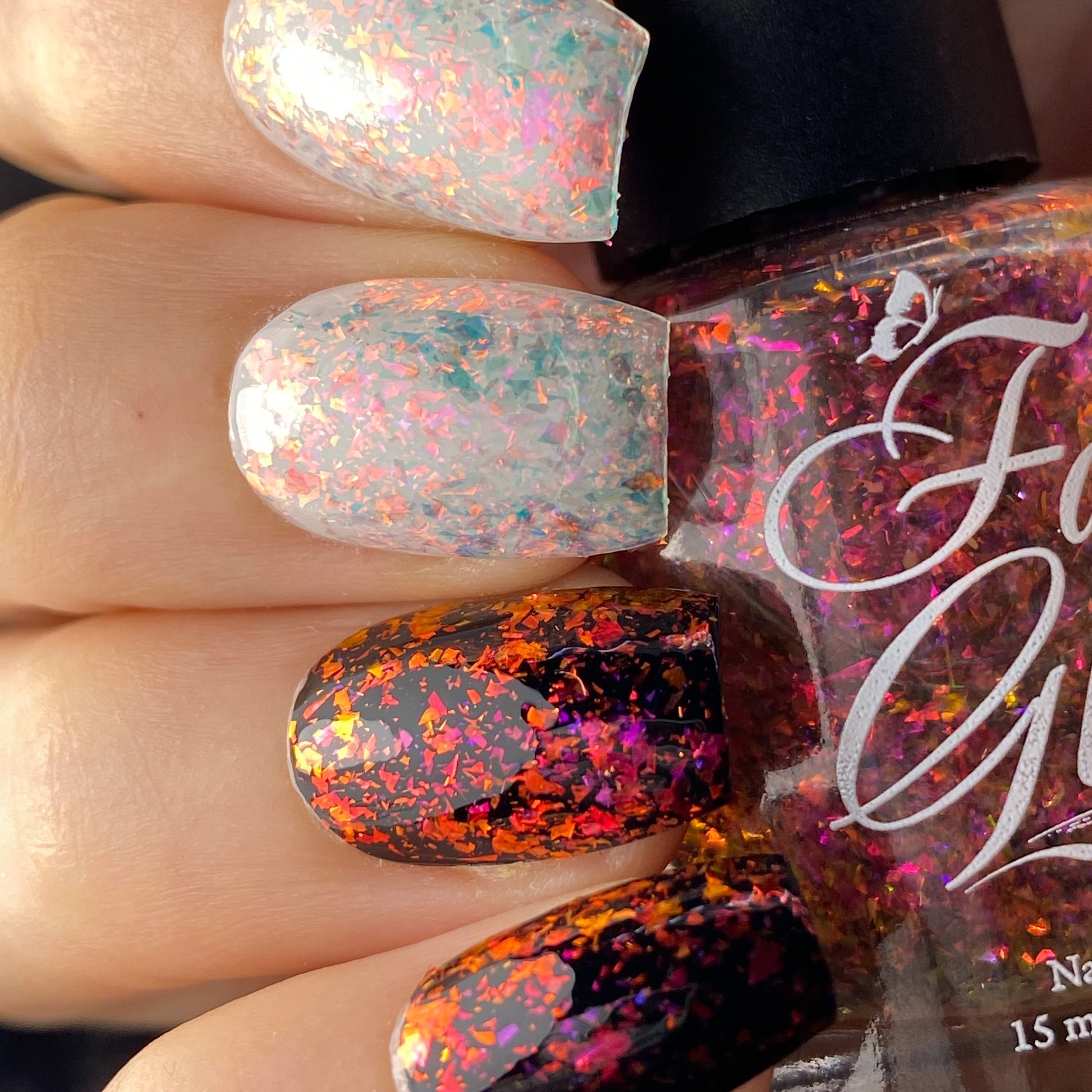 Fancy Gloss- Warrior Red Magenta Flakies Nail Polish I Love My Polish