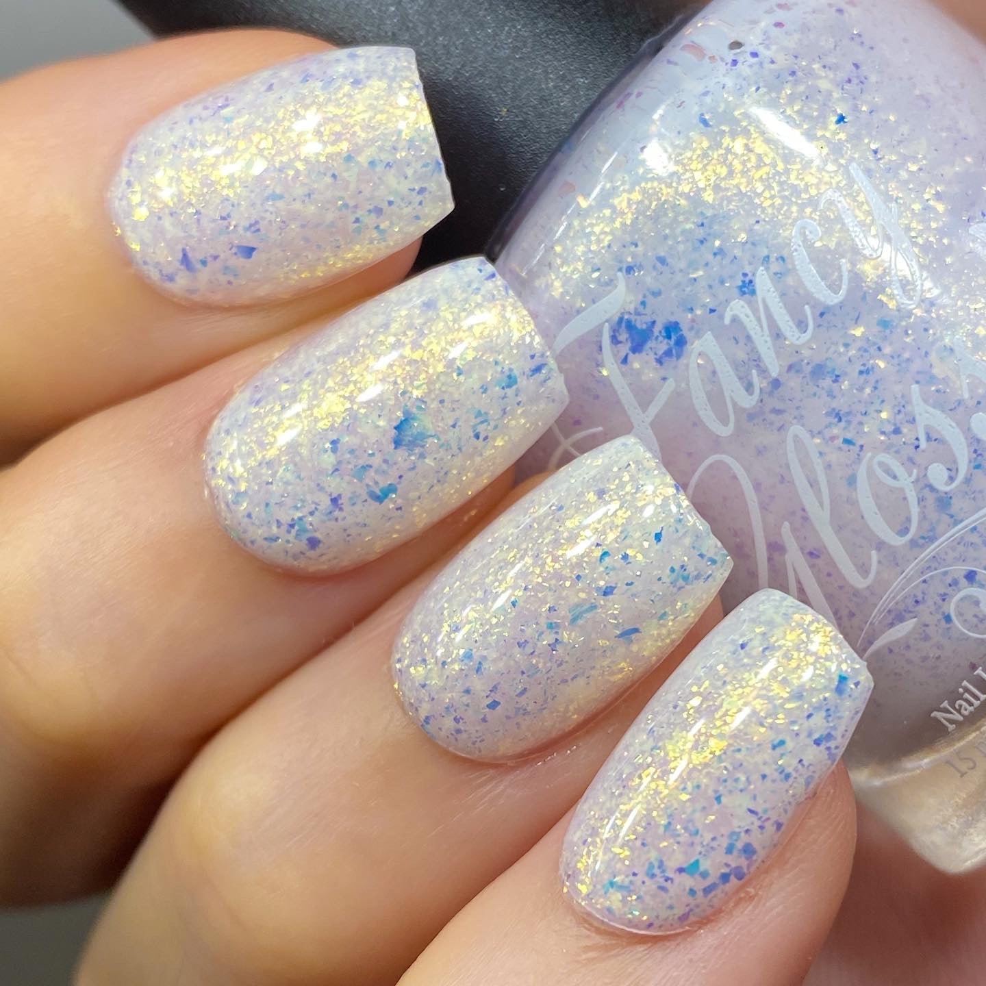 Fancy Gloss- Wedding Vows White Copper Flakies Nail Polish I Love My Polish