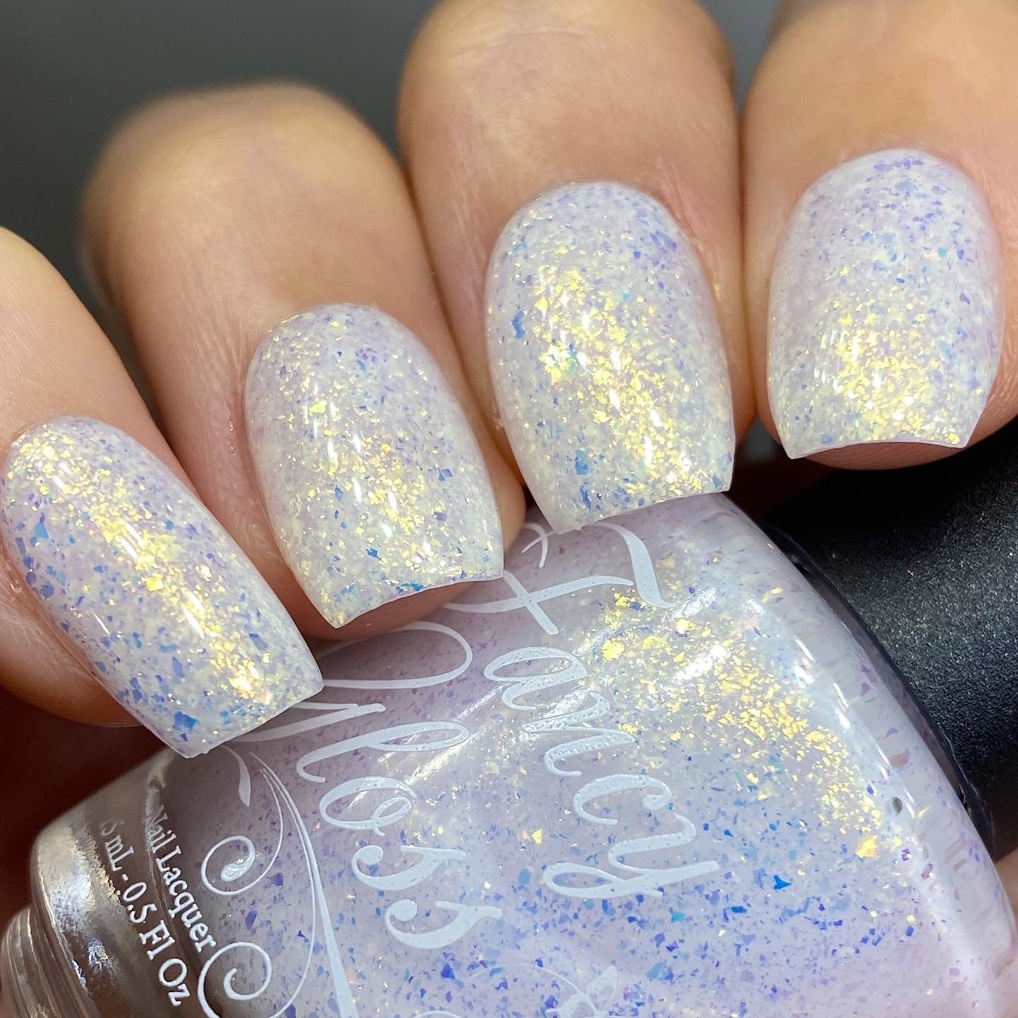 Fancy Gloss- Wedding Vows White Copper Flakies Nail Polish I Love My Polish