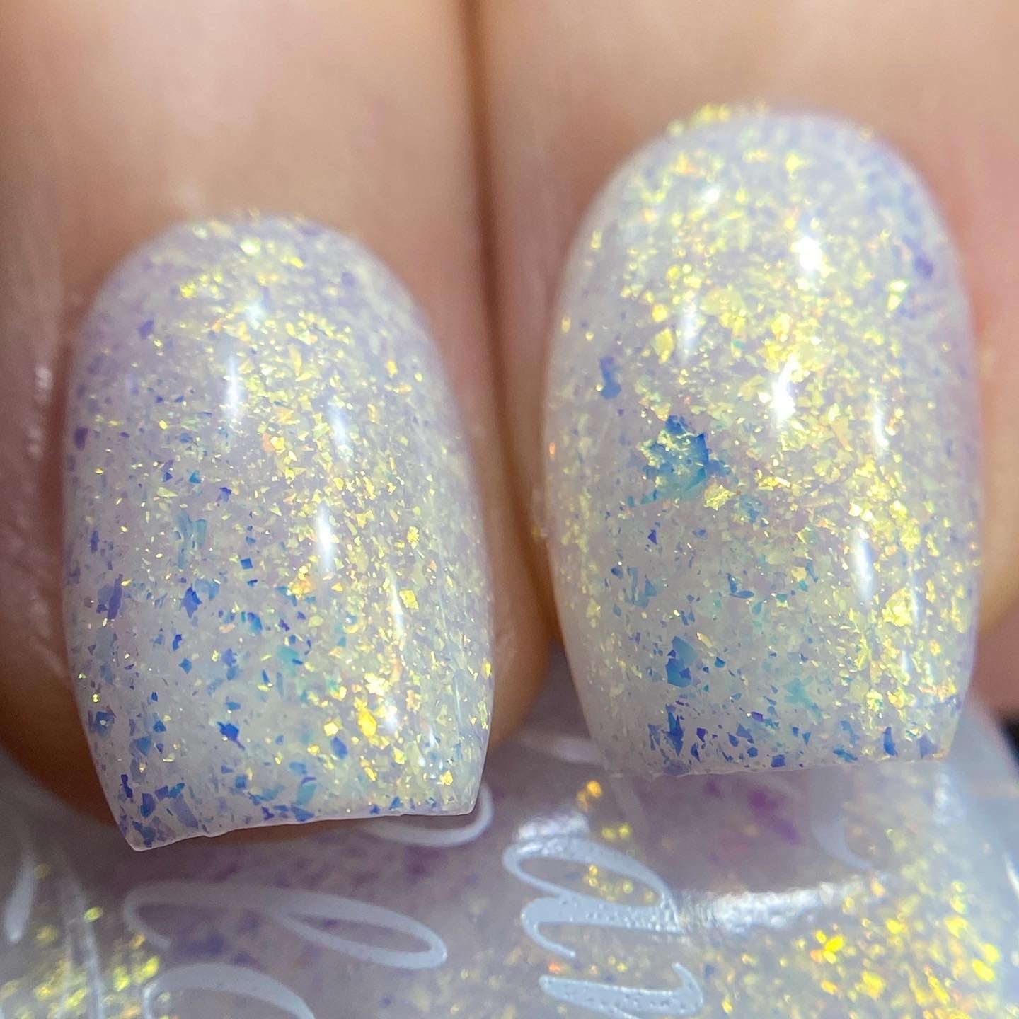 Fancy Gloss- Wedding Vows White Copper Flakies Nail Polish I Love My Polish