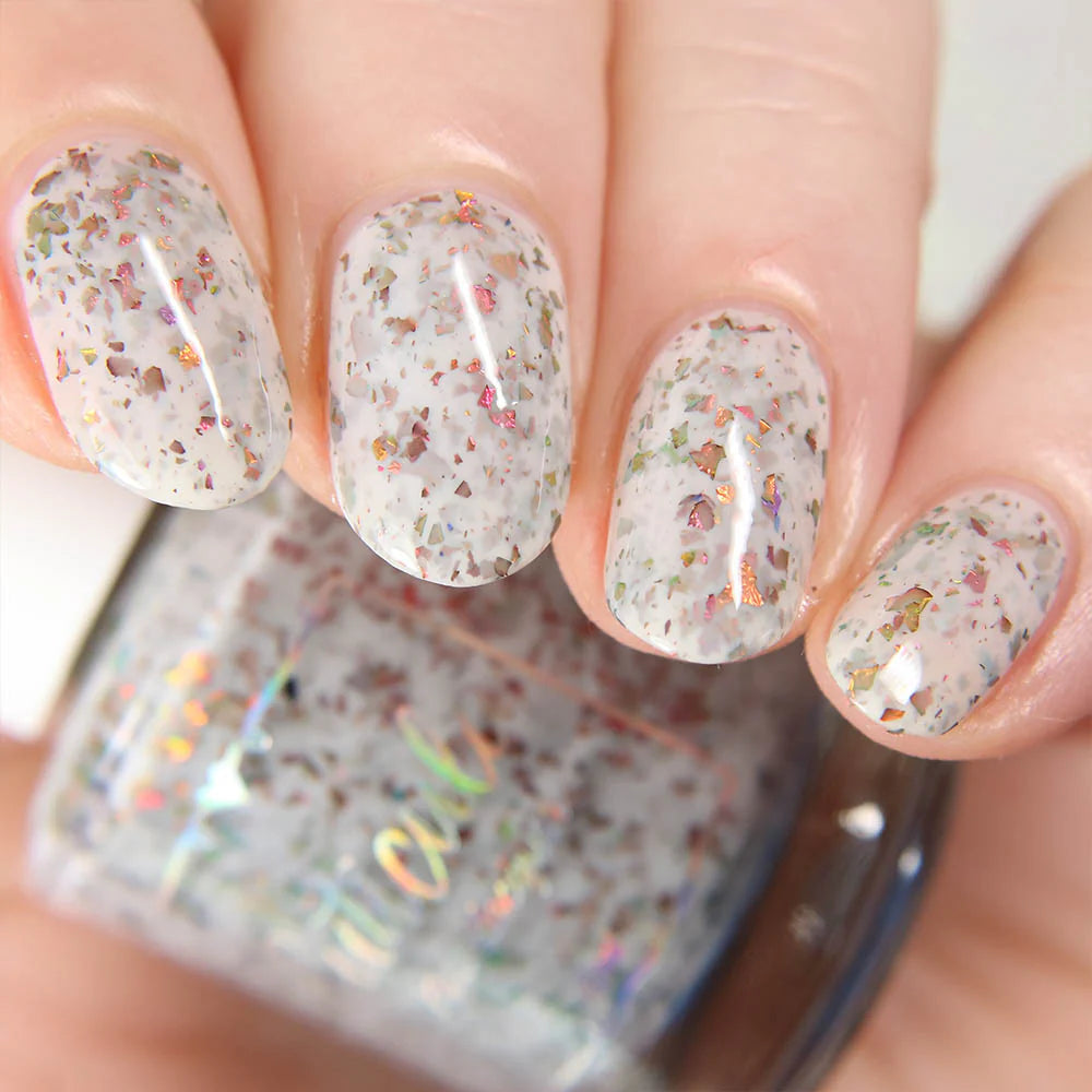 Go With The Snow Grey Flakies Nail Polish