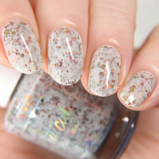 Go With The Snow Grey Flakies Nail Polish