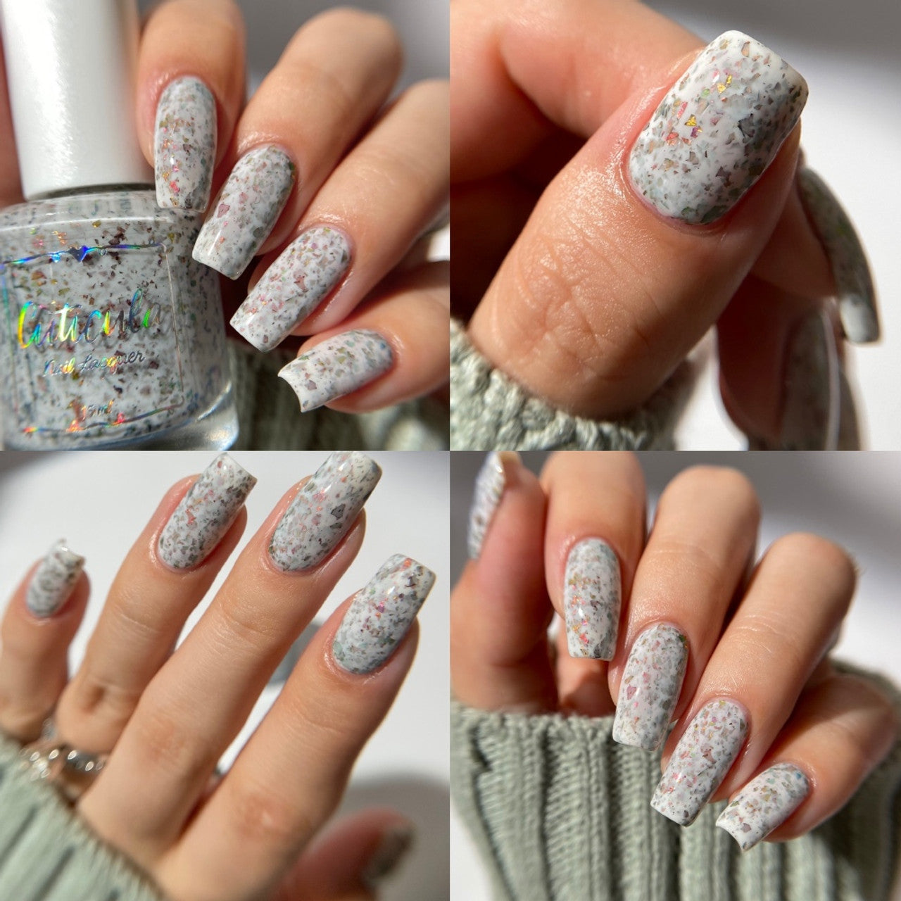 Go With The Snow Grey Flakies Nail Polish