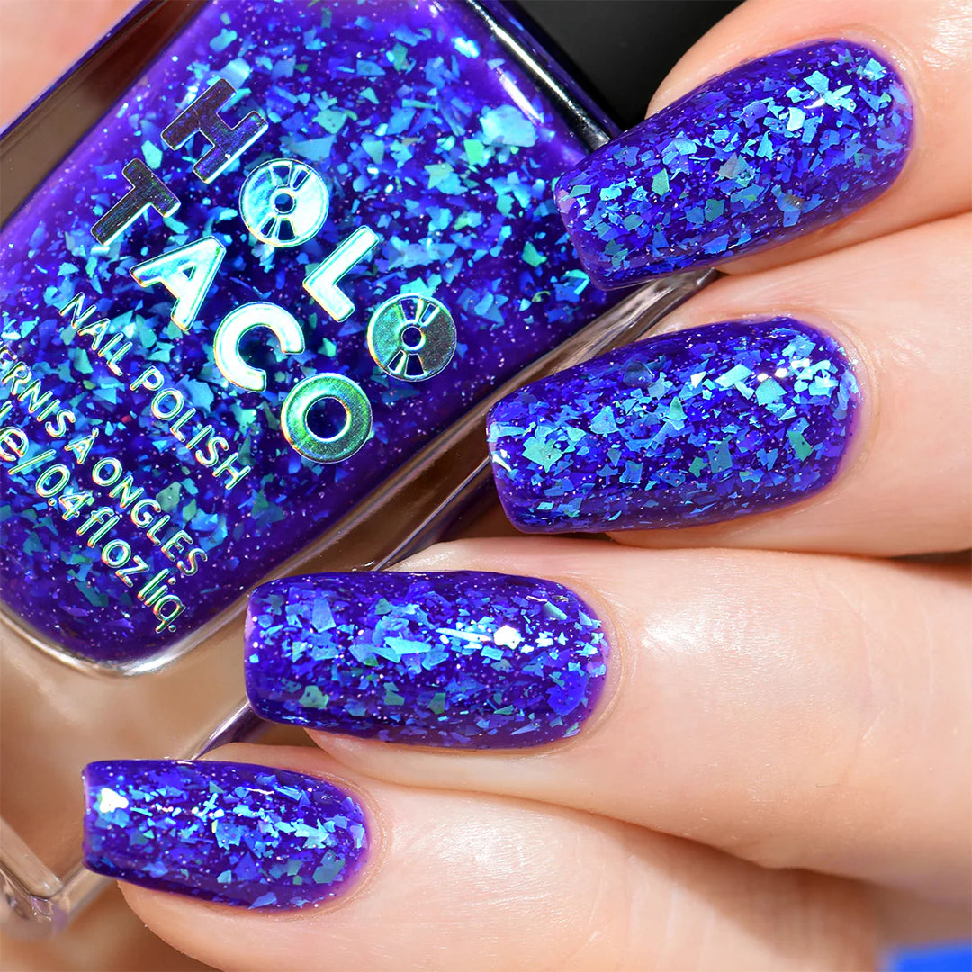 Buy Holo Taco- Made Me Ink Blue Jelly with Green Flakies Nail Polish